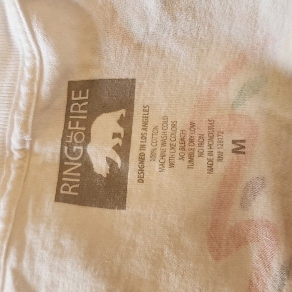 Ring Of Fire Size Medium White Short Sleeve Cotton Printed Tee Maui - Picture 2 of 4